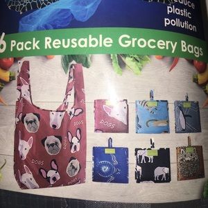 6 Pack Decorative Animal Prints Reusable Bags